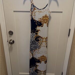 Absolutely Gold and Black Patterned Maxi Dress